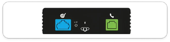 Image shows the different digital voice adapter ports and button.
